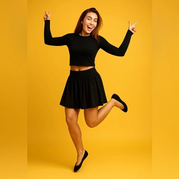 Lane Bryant Black Skater Skirt Plus Size 22/24 Stretch Pull-On Flowy - Picture 2 of 7